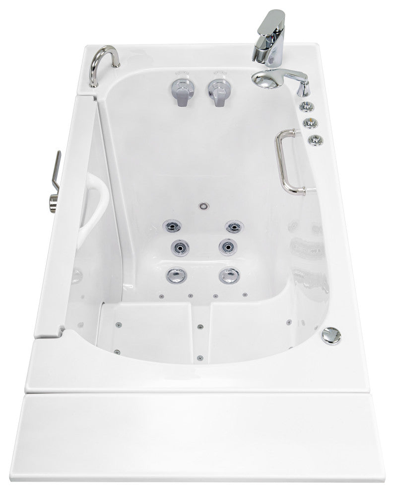 Ella Wheelchair Transfer 32"x52" Walk-In Bathtub,Outswing Door,Faucet,Dual Drain