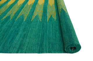 Modern Flatweave Aubriell Green/Gold Rug, 5'8x7'8