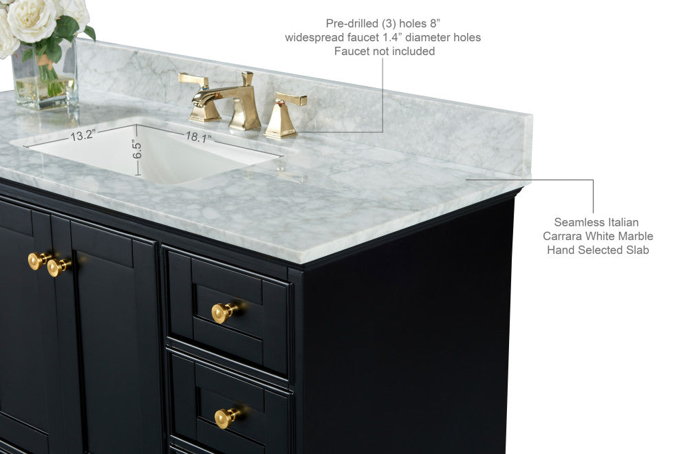 Audrey Vanity Set, Black Onyx, 48", Gold Hardware, No Mirror