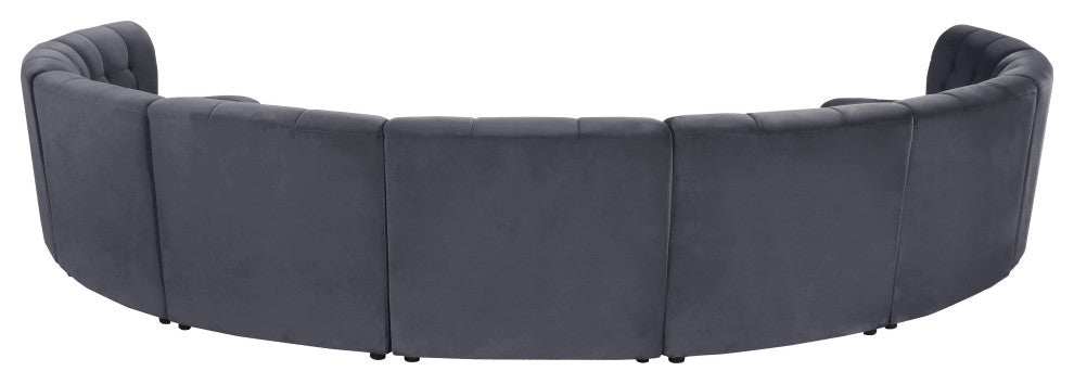 Limitless Velvet Upholstered 9-Piece Modular Sectional, Gray