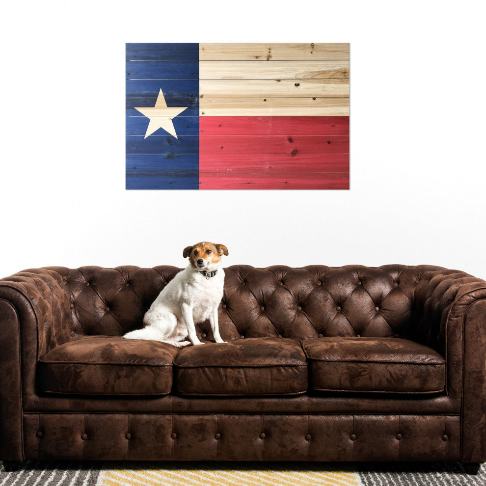 Bold Texas Flag Print Wood Plank Wall Art
