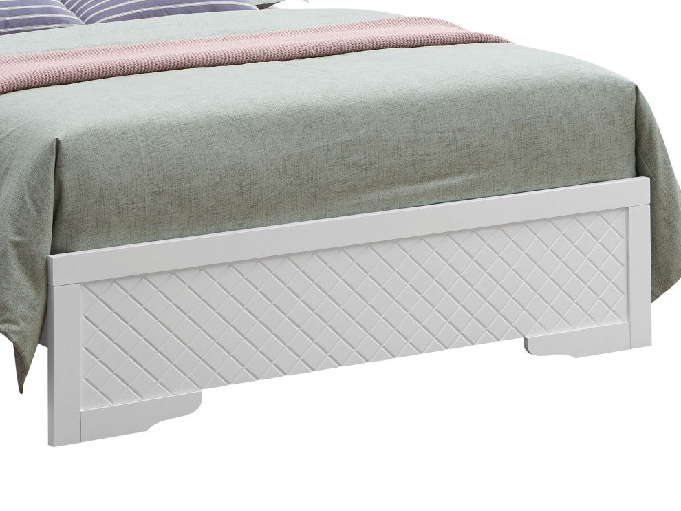 Verona LED Panel Bedframe, White, King