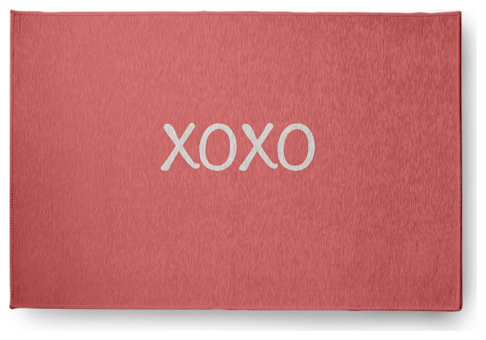 XOXO Valentines Chenille Rug, Coral, 2'x3'