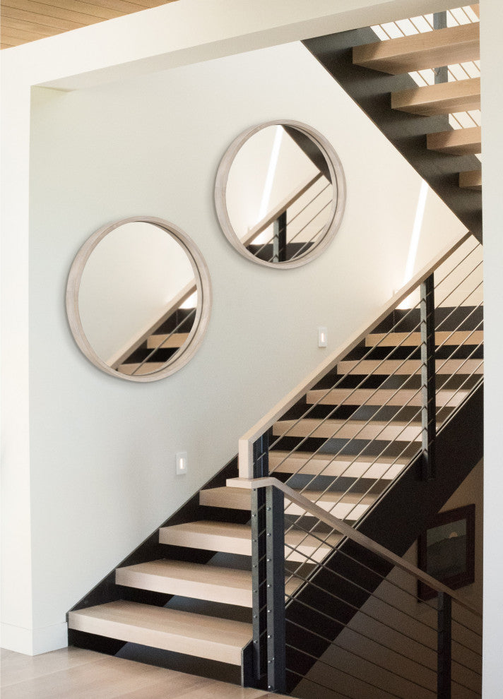 Valenti Round Framed Mirror, White 18 Diameter