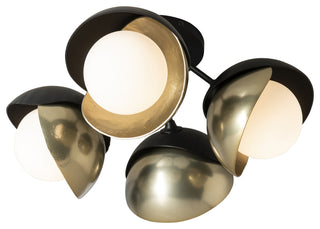 Brooklyn 4-Light Double Shade Semi-Flush, Black, Modern Brass Accents