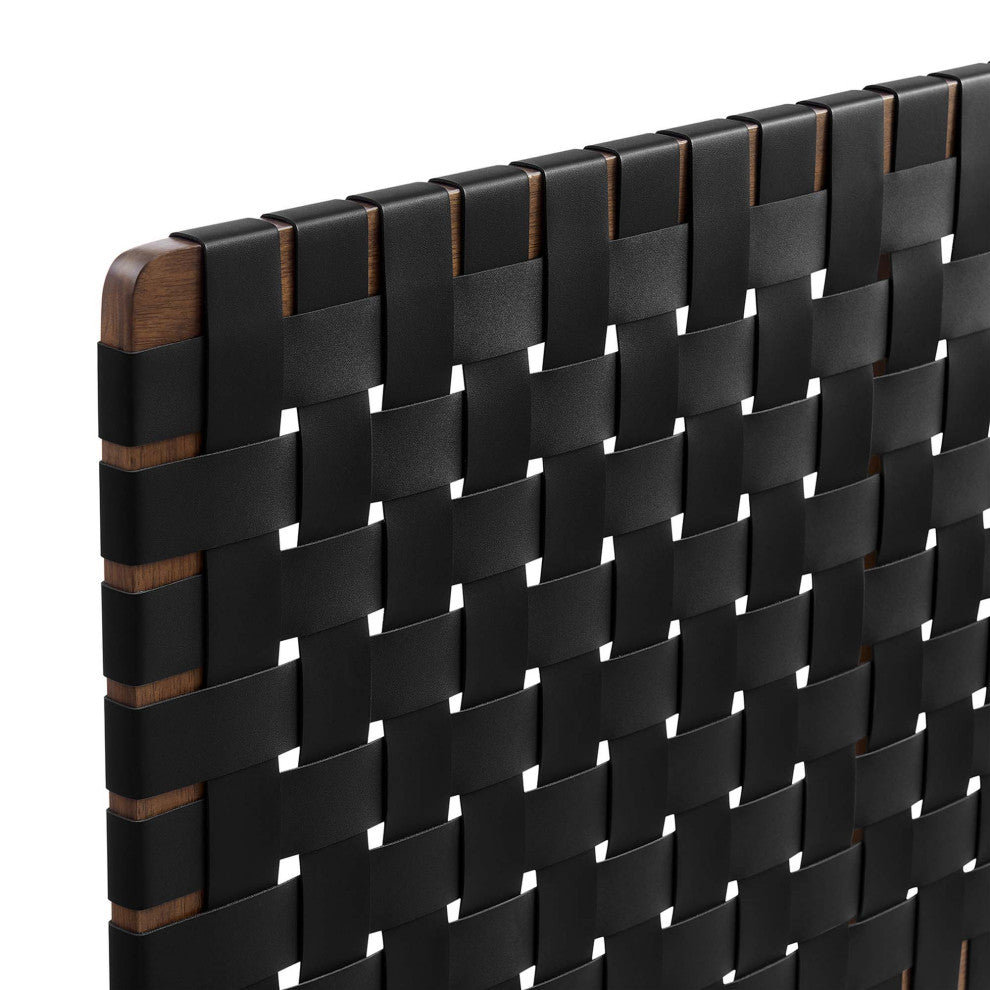Sparta Weave Vegan Leather Queen Headboard, Walnut Black
