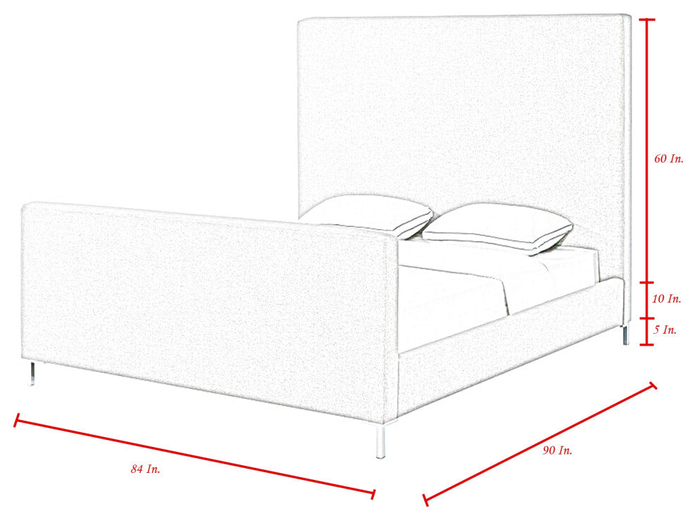 Aberdeen Upholstered  Platform Bed, Gray Linen, King