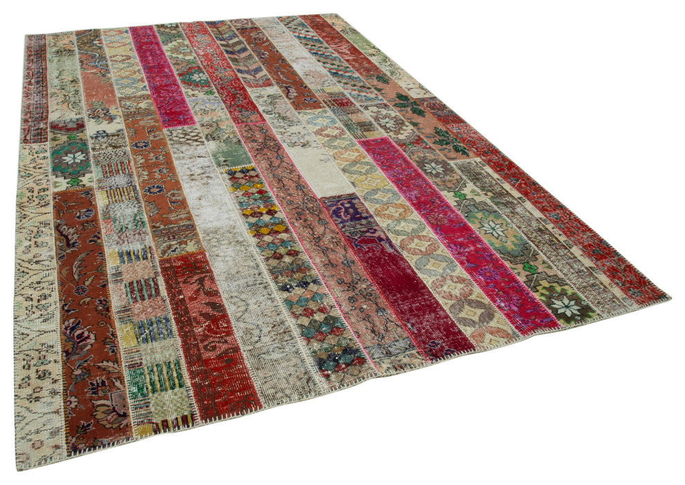 Rug N Carpet - Handwoven Anatolian 6' 8" x 10' 1" Wool Patchwork Area Rug