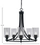 Paramount 5-Light Chandelier, Matte Black, 4" Smoke Bubble Glass