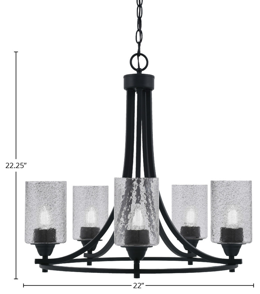 Paramount 5-Light Chandelier, Matte Black, 4" Smoke Bubble Glass