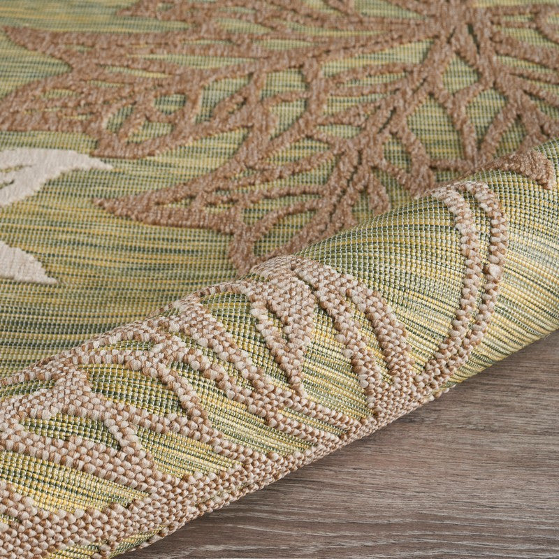 8'x10' Tan Maple Leaf Indoor/Outdoor Area Rug