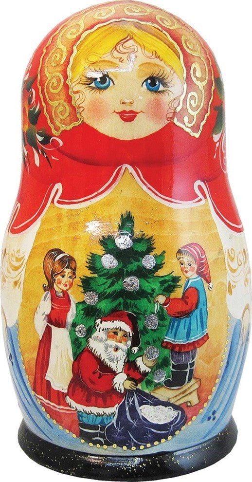 Russian 5 Piece Christmas Night Nested Doll Set