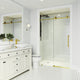 VIGO Elan Cass Aerodynamic 52" to 56" W x 76" H Frameless Sliding Shower Door, Matte Brushed Gold, Clear Glass