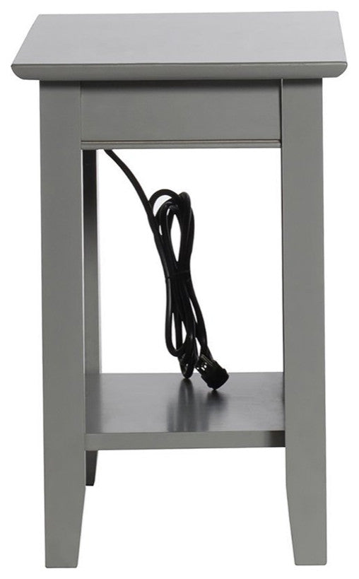 Home Square 2 Piece Nantucket Chair Side Table with Charger Set in Grey