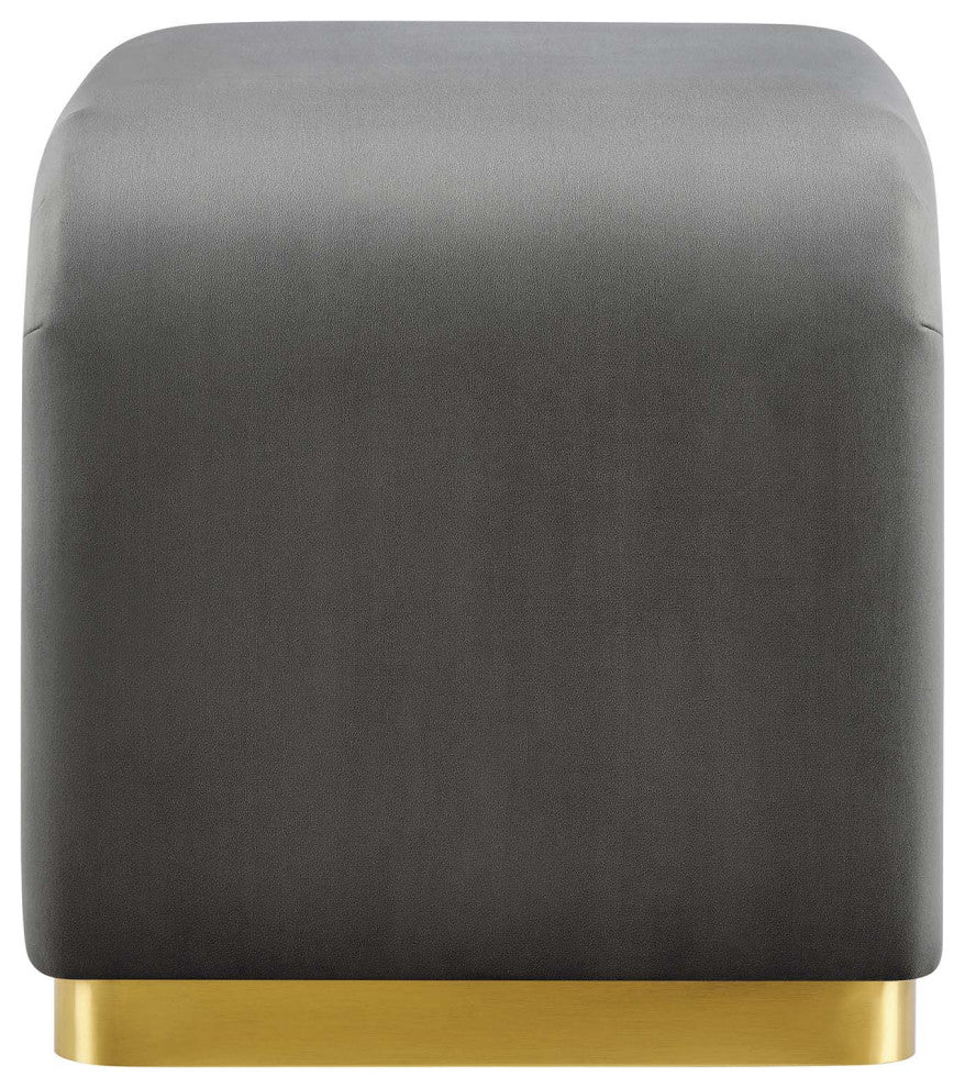 Koda Performance Velvet Waterfall Stool - Brass Storm Gray