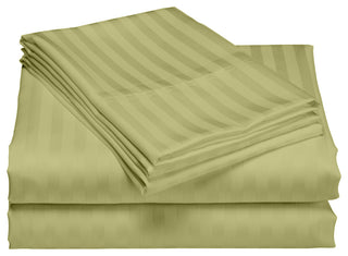 600 Thread Count 100% Cotton Stripe Sheet Set, Sage, California King