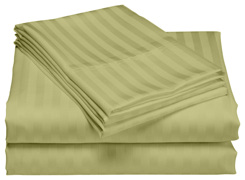 600 Thread Count 100% Cotton Stripe Sheet Set, Sage, California King