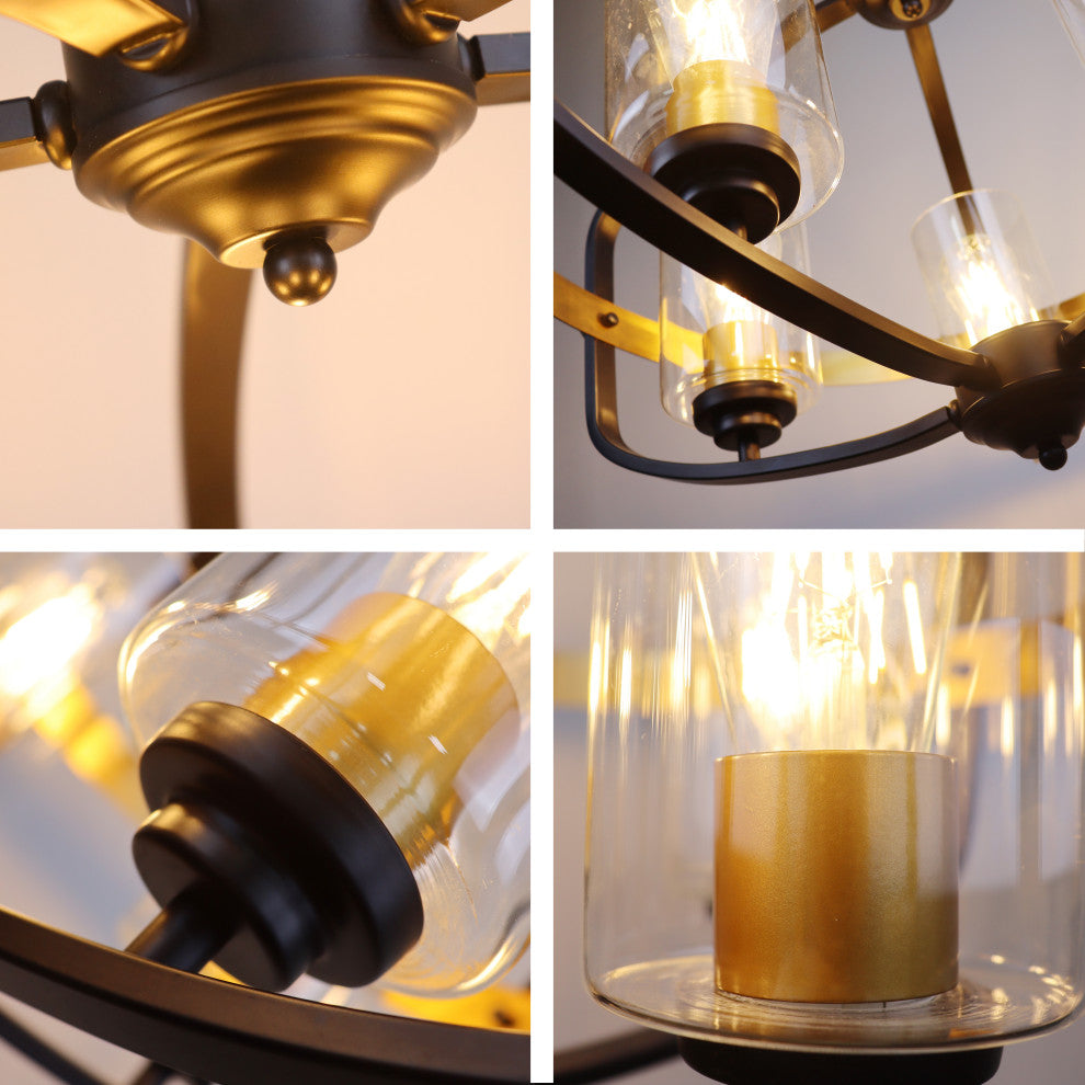 Contemporary-Style Black/Bronze 5 Light Large Pendant 24" Wide