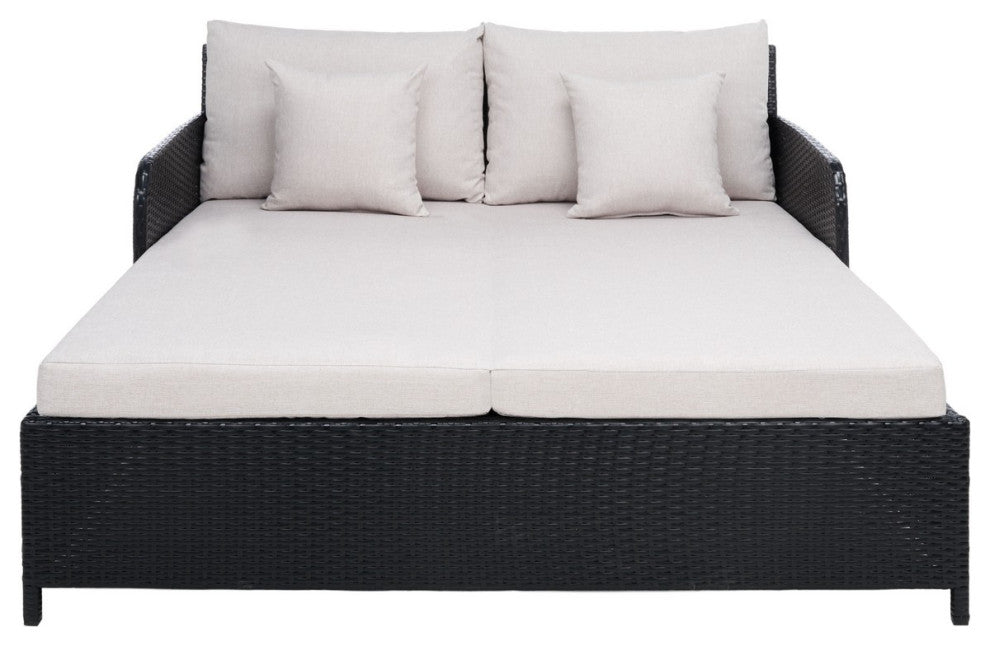 Safavieh Outdoor Cadeo Daybed Black / Light Grey