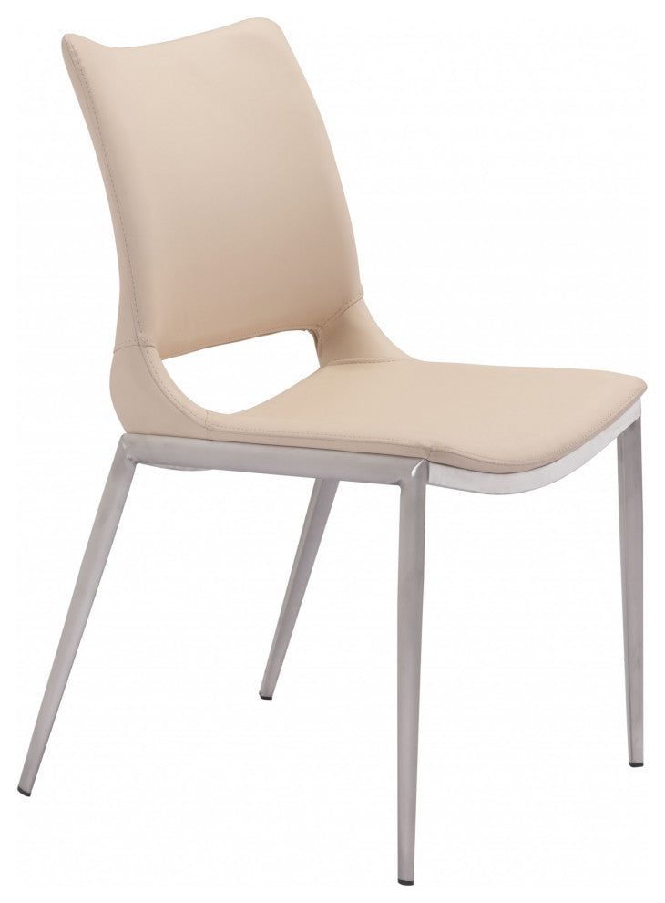 Set of Two Pink and Silver Faux Leather Dining Chairs