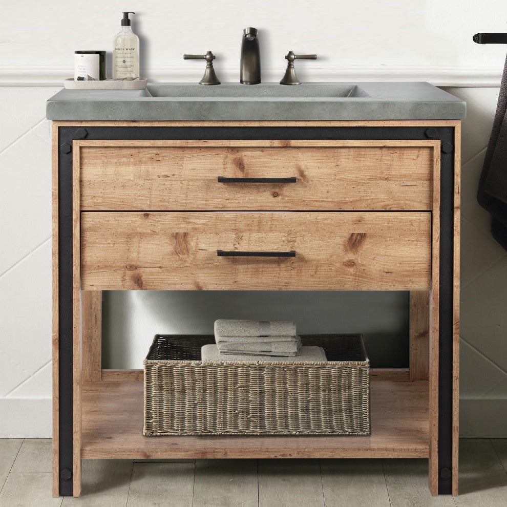 36" Single Bathroom Cement Vanity Top with Sink