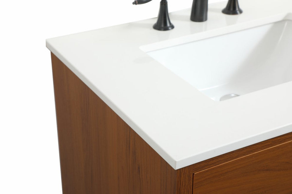 Home Living 22" Midcentury Modern Teak-Light Bathroom Vanity