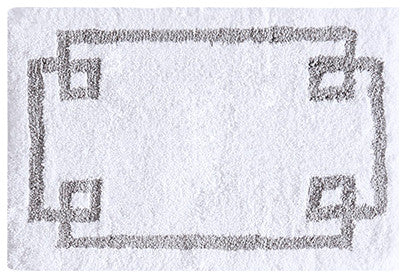 Madison Park Evan High Pile Bordered Bathroom Rug, Blue, White, Runner