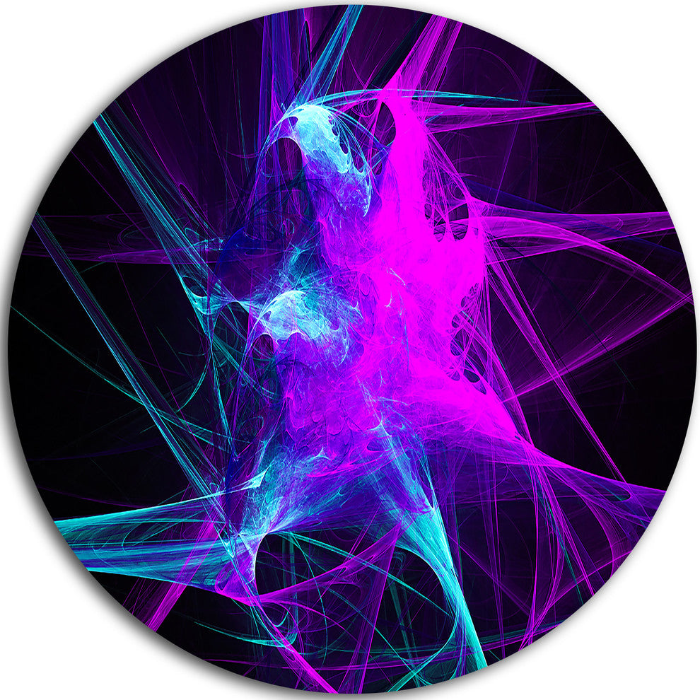 Purple Glowing Ball Of Smoke, Abstract Round Metal Wall Art, 11"