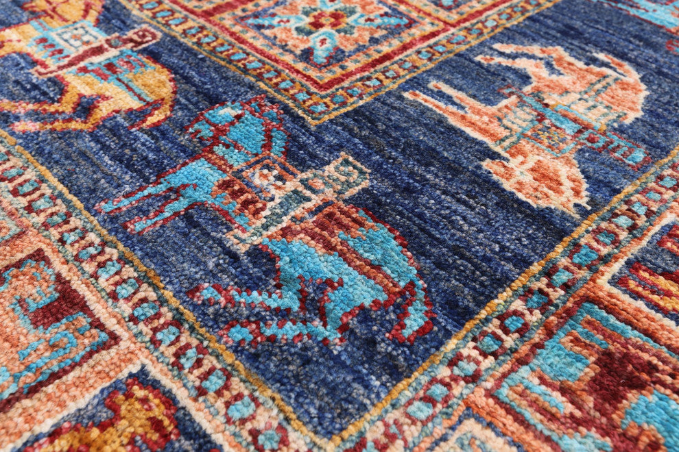 Antiqued Pazyryk Historical Design Handmade Wool Rug 2' 8" X 4' 1" Q10869
