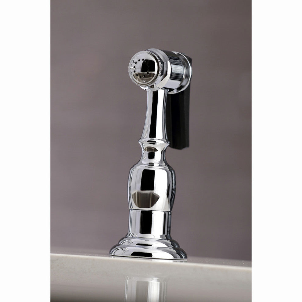 KS3271PKLBS Duchess Bridge Kitchen Faucet With Brass Sprayer, Polished Chrome