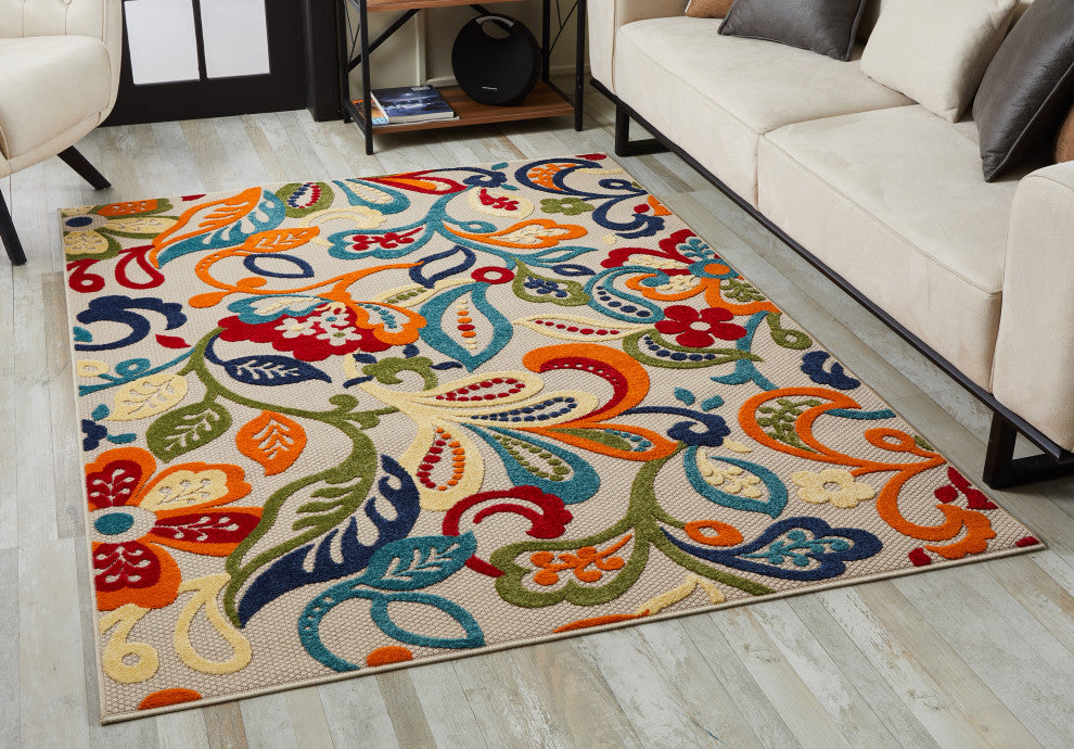 KAS Calla 6929 Ivory/Multi Leila Area Rug, 5'3"x7'