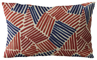Plutus Red Blue Sketch Abstract Luxury Throw Pillow, 26"x26"
