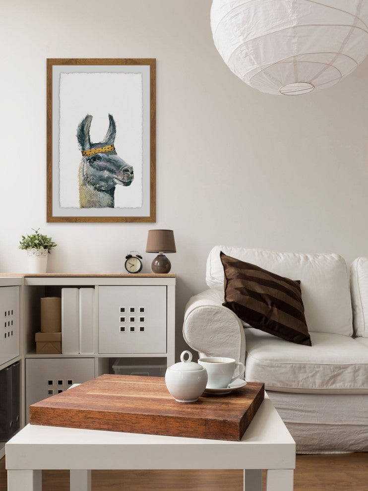 "Llama Bandana" Framed Painting Print, 20"x30"