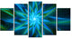 Shining Turquoise Exotic Flower, Floral Canvas Art Print, 60"x32", 5 Panels