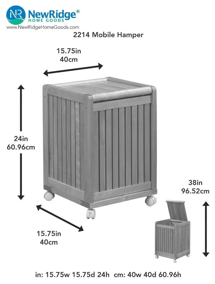 Abingdon Mobile Hamper With Lid, Antique Chestnut