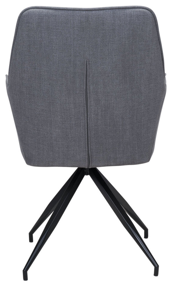 Dining Chair, Set of 2, Steel Metal, Fabric, Gray, Black, Cafe Bistro