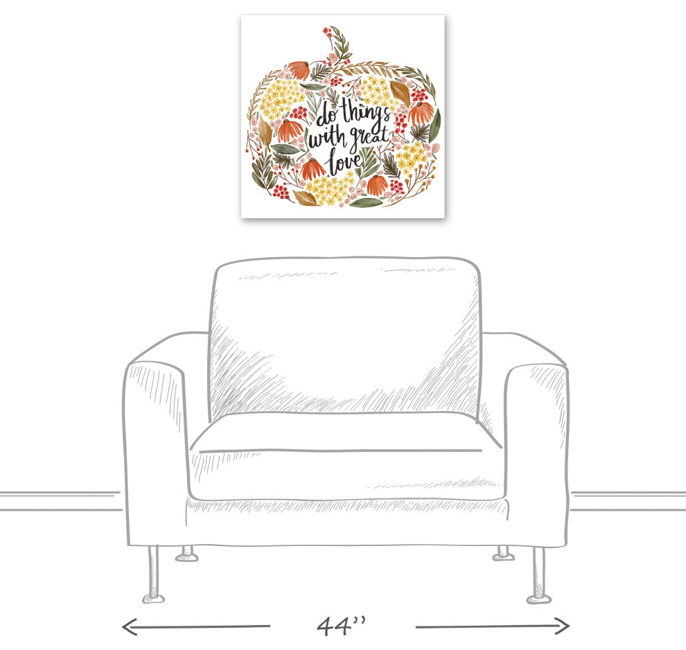 Floral Harvest Pumpkin 3 20x20 Canvas Wall Art
