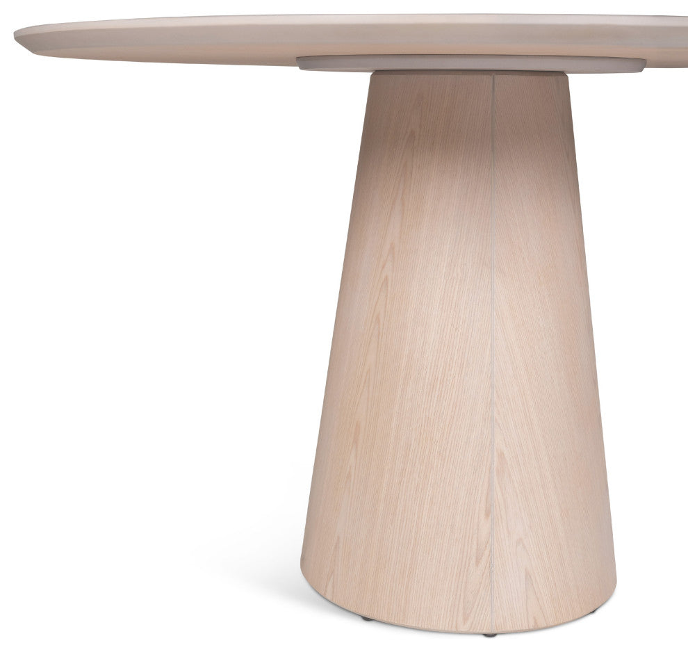 Modern Brazilian Mona Wooden Top Round Dining Table Nevoa