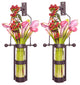 Wall Mount Hanging Glass Cylinder Vases With Metal Cradle and Hooks, Set of 2