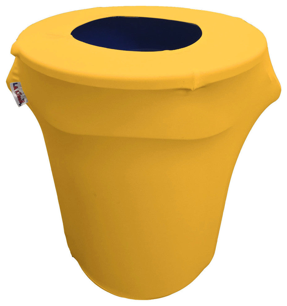 LA Linen Stretch Spandex Trash Can Cover, 32 gal. Round, Yellow
