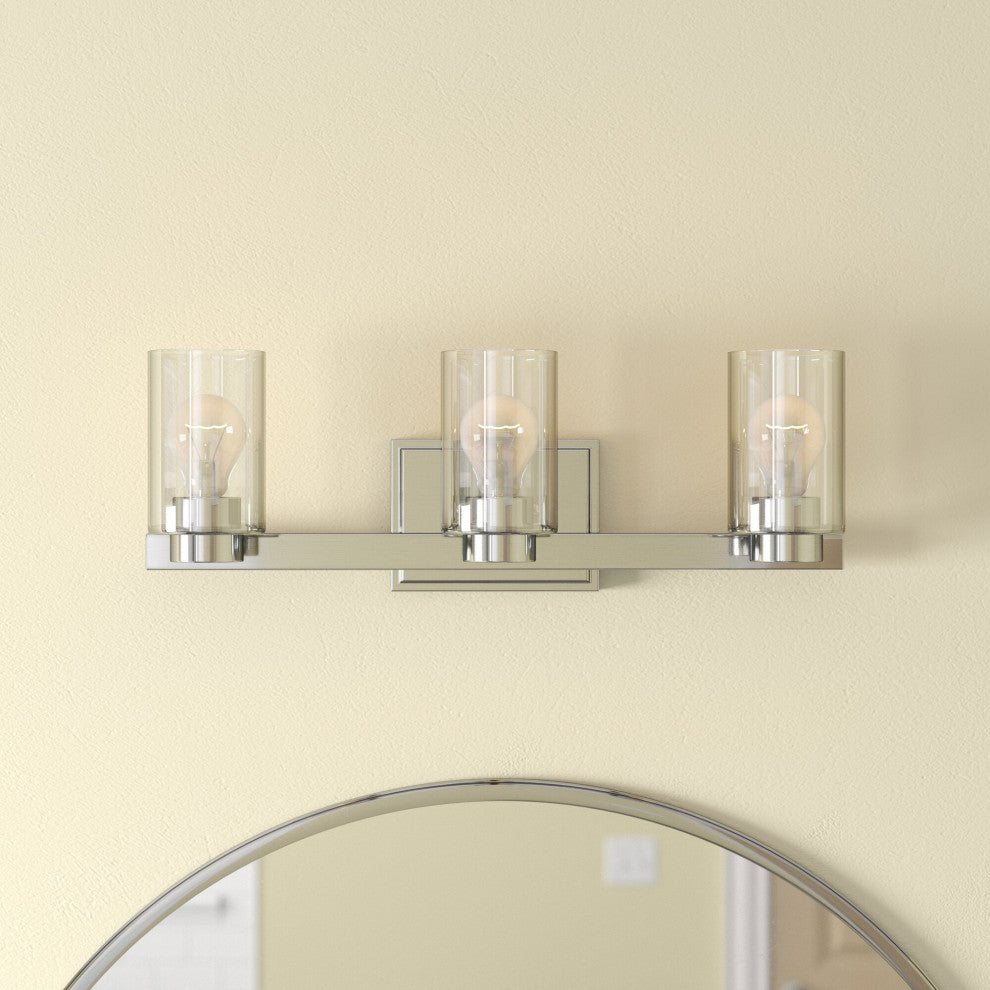 Hinkley Miley Medium Three Light Vanity, Chrome With Clear Glass