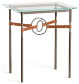Equus Side Table, Bronze Finish, Dark Smoke Accents, Chestnut Leather Strap