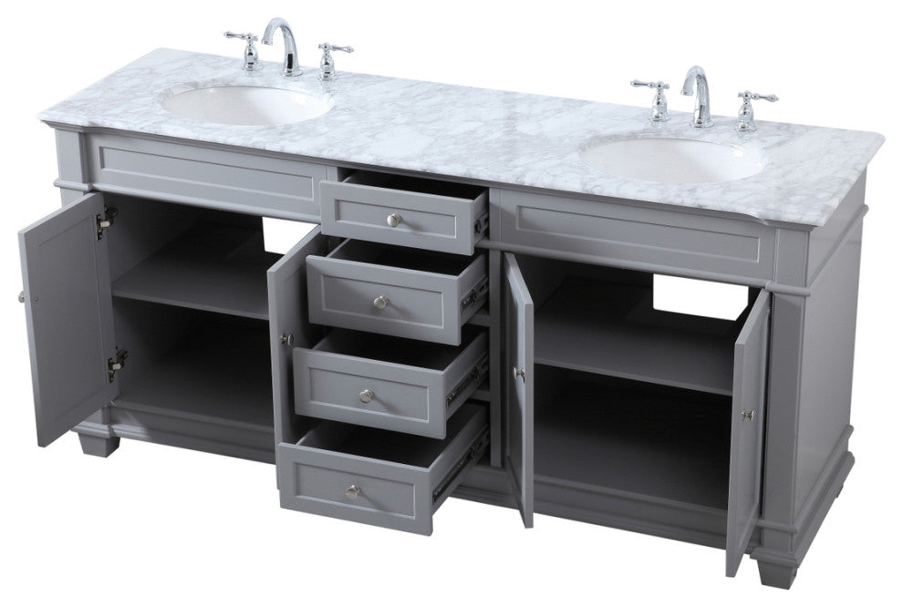 Home Living 72" Double Bathroom Vanity Set, Gray