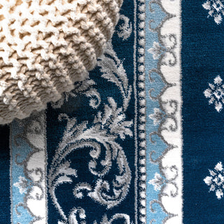 Acanthus French Border, Navy/Blue, 8'x10'