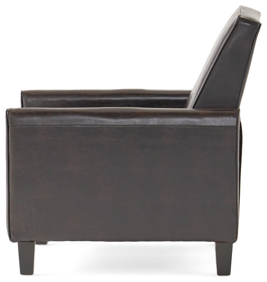 GDF Studio Hinus Indoor Upholstery Club Chair Recliner, Brown Leather