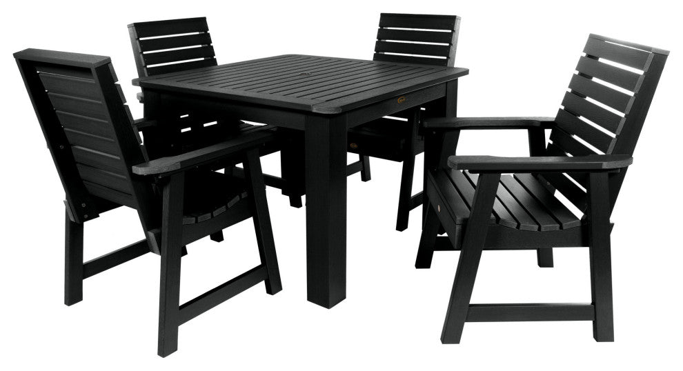 Glennville 5-Piece Square Dining Set, Weathered Acorn, Black