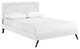 White Ruthie Full Vinyl Platform Bed with Round Splayed Legs