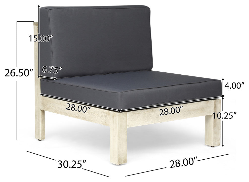 Ansel Outdoor Acacia Wood 5 Seater Sectional Sofa Set With Cushions