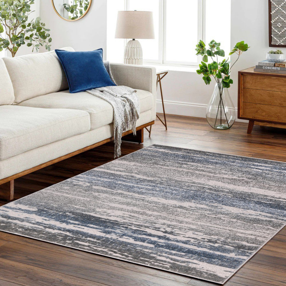 High-Low Ellis Gray/Blue Rug, Gray, 6'5"x9'5"