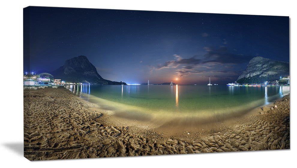 "Beach With Lunar Path" Seashore Photography Canvas Print, 1 Panel, 60"x28"